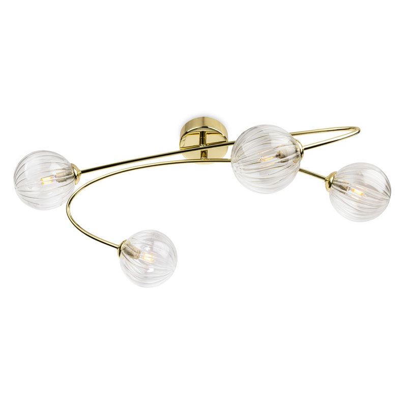 Glass Flush Mount, 4, Brass
