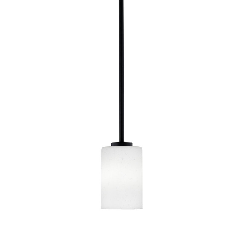 Mini-luminaire suspendu Dayberry avec verre de 4 po, H 6,5 po x l 4 po, Noir mat, Verre en mousseline blanche