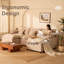 Canapé modulaire 108 po, canapé modulaire à assise profonde avec repose-pieds Cloud, canapé rembourré en chenille pour salon et appartement blanc mat-2001255466-2001255467