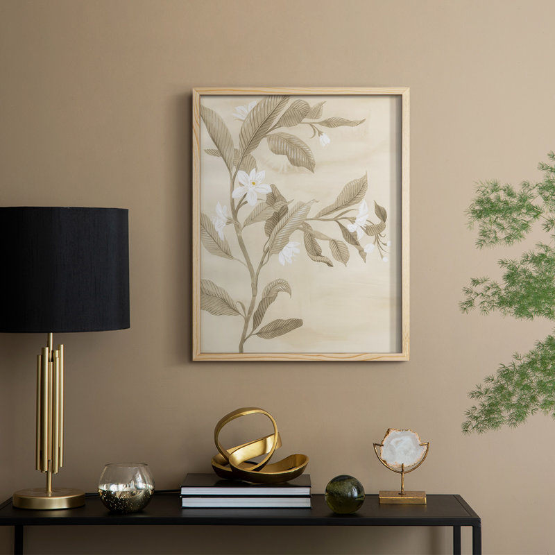 Sépia, fleur d'oranger, croquis I, reproduction encadrée - bois massif, H 30 po x l 24 po, Naturel