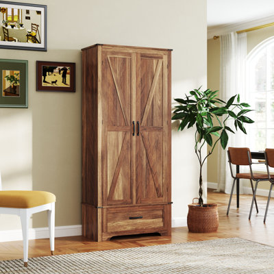 Farmhouse Pantry Cabinet, Kitchen Cabinet, Brown,wood