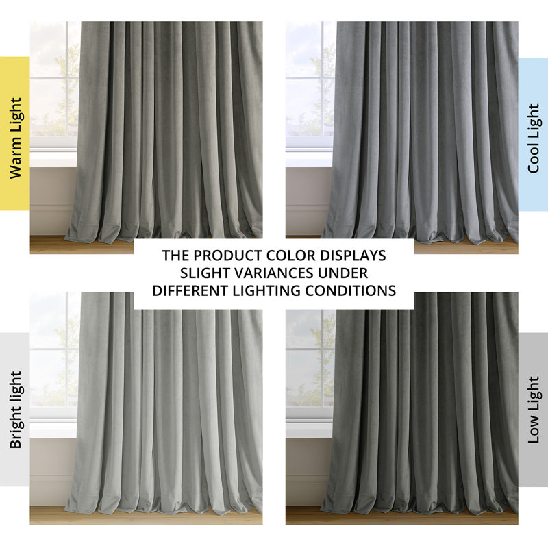 Olivia Velvet Blackout Curtain (1 Panel), Silver Gray, 100" W x 84" L