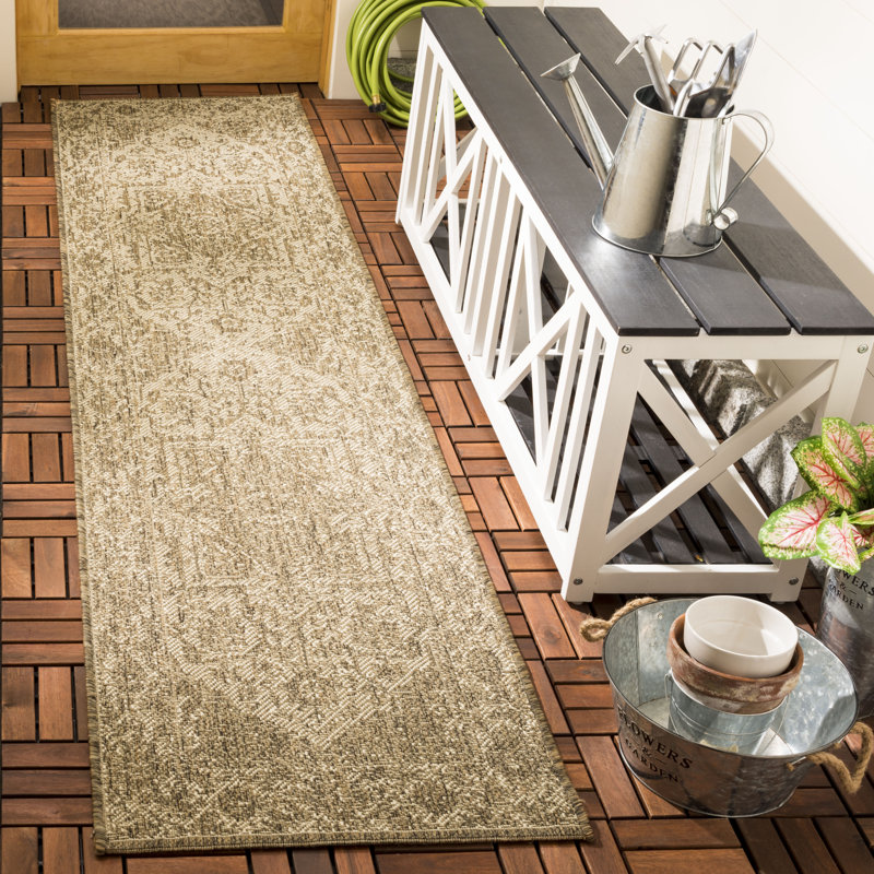 Kirkendall Geometric Hand Woven Indoor / Outdoor Area Rug, Runner 61 x 244 cm