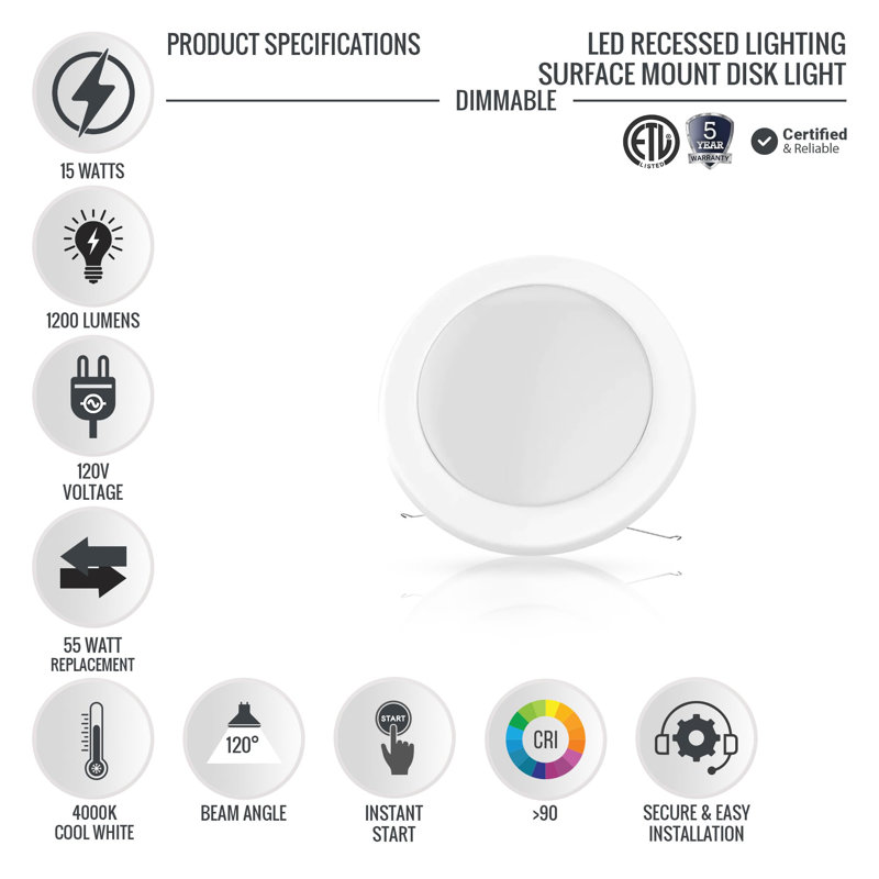Nante Aluminum LED Flush Mount, 1.34" H x 7.28" W x 7.28" D, 15W, 4000K
