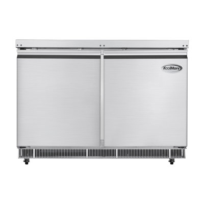 48 in. Commercial Refrigerated Prep Station Cold Table, Stainless-Steel Refrigerator with 9-Pan (Not Included) Capacity with Cover and Two Adjustable Shelves, ETL Listed (KM-RBT-48C)