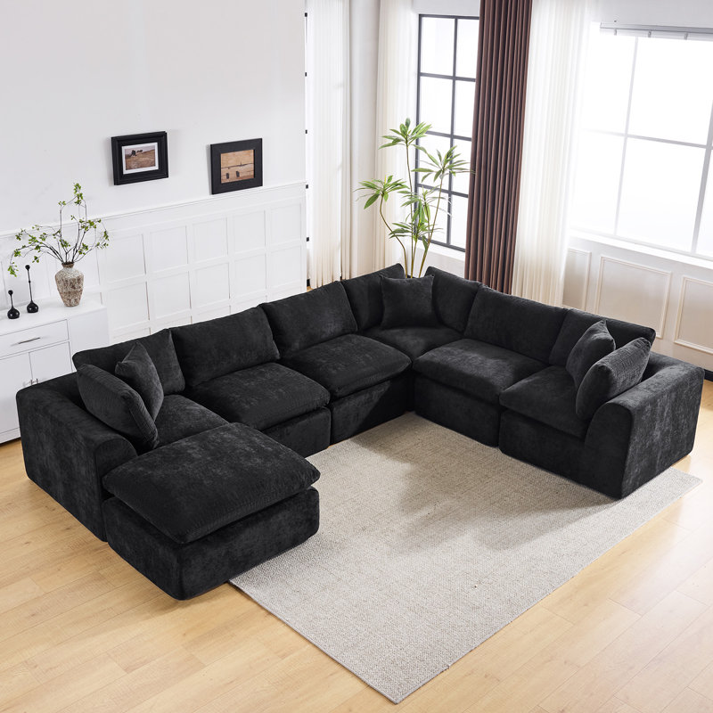 Canapé modulaire Boneless Balliet, Chenille noir