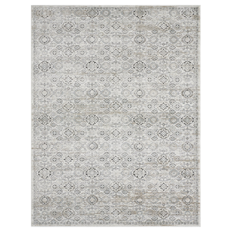 Huseman Beige Faded Medallion Area Rug, Rectangle 8'7" x 11'6"