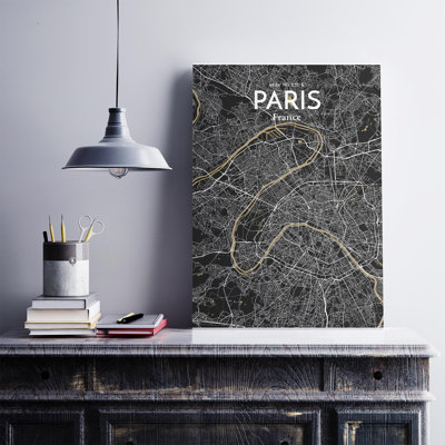 " Paris France City Map " Mixed Media Print