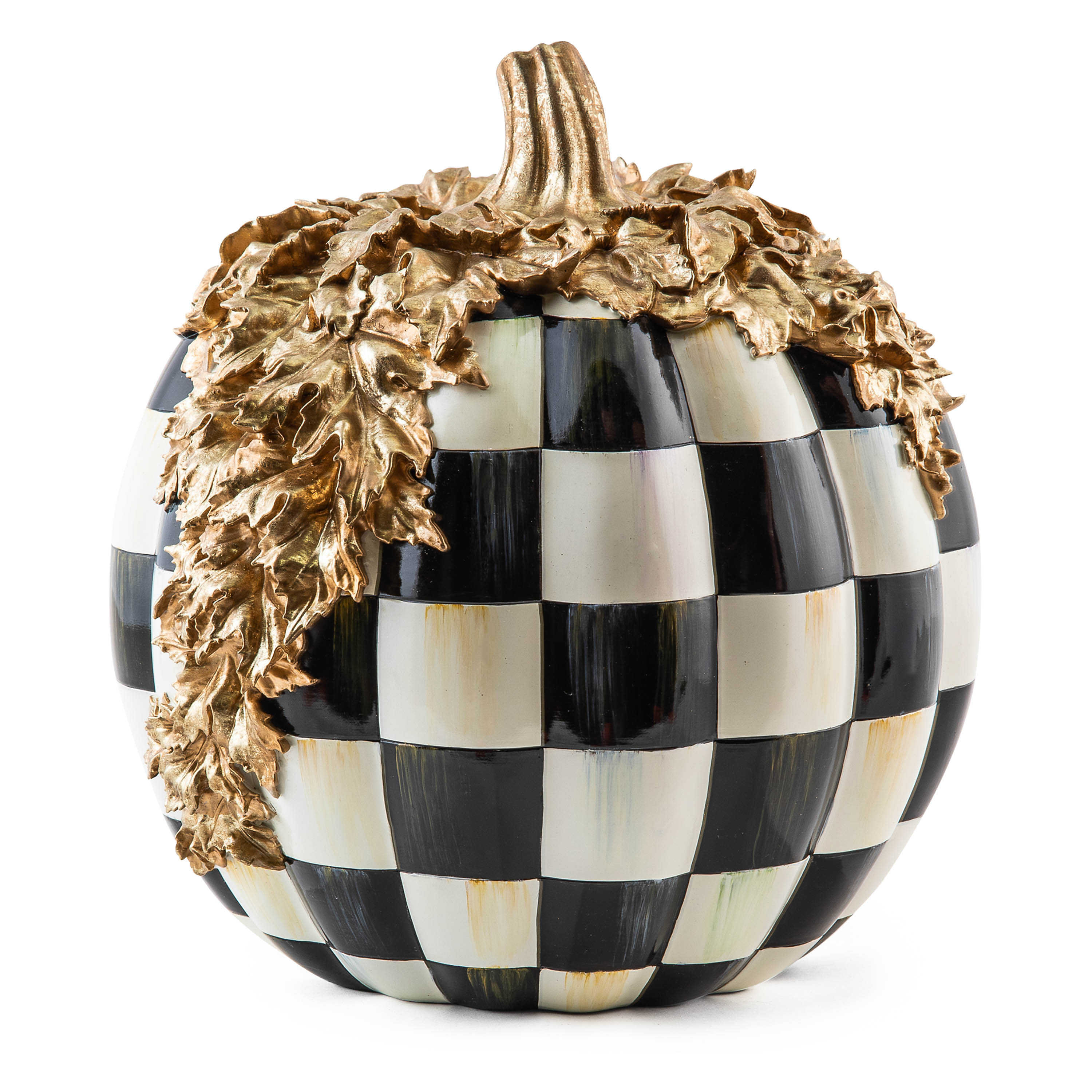 MacKenzie Childs Courtly Check® Gold Foliage Pumpkin | Wayfair