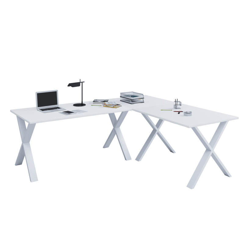 Solveg Metal Base Writing Desk, Brown / Black, 76cm H x 130cm W x 50cm D