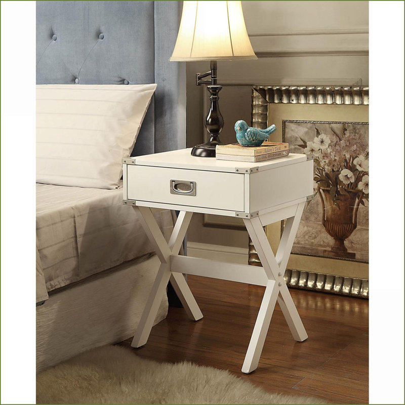 Table basse carrée blanche avec tiroir de rangement - Table d'appoint de salon peu encombrante, capacité de poids maximale de 40 lb