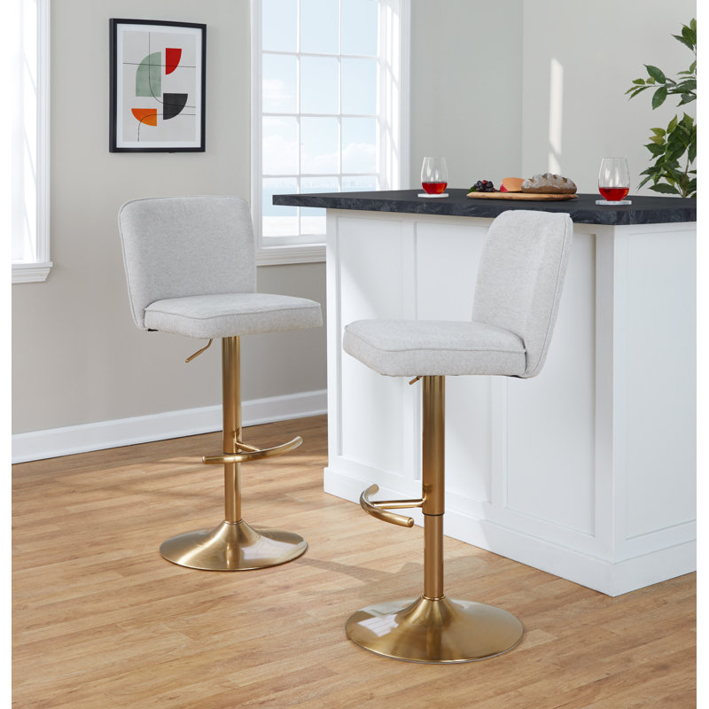 Henry Adjustable Barstool - Set Of 2, Gold, Beige