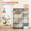 Grande cage à chat à 4 niveaux, 41 x 14 x 55 pouces, enclos métallique détachable, espace d'exercice intérieur et extérieur idéal pour les chats et les petits animaux, noir, avec bac à litière, hamac, rampe et échelle.