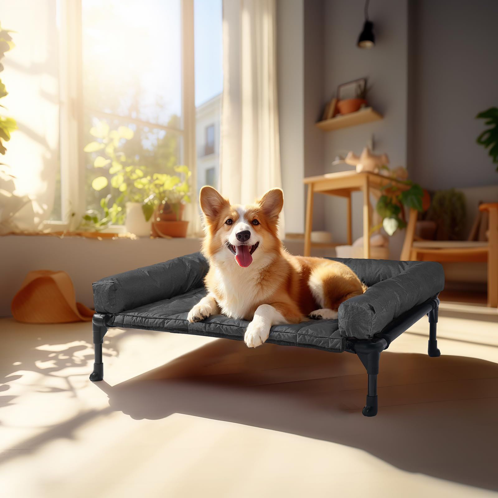 Latitude Run® Cooling Elevated Dog Bed With Fluffy Plush Bolster ...