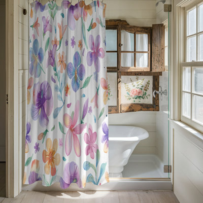 Rideau de douche 1 pièce Subtil Pastel Florals