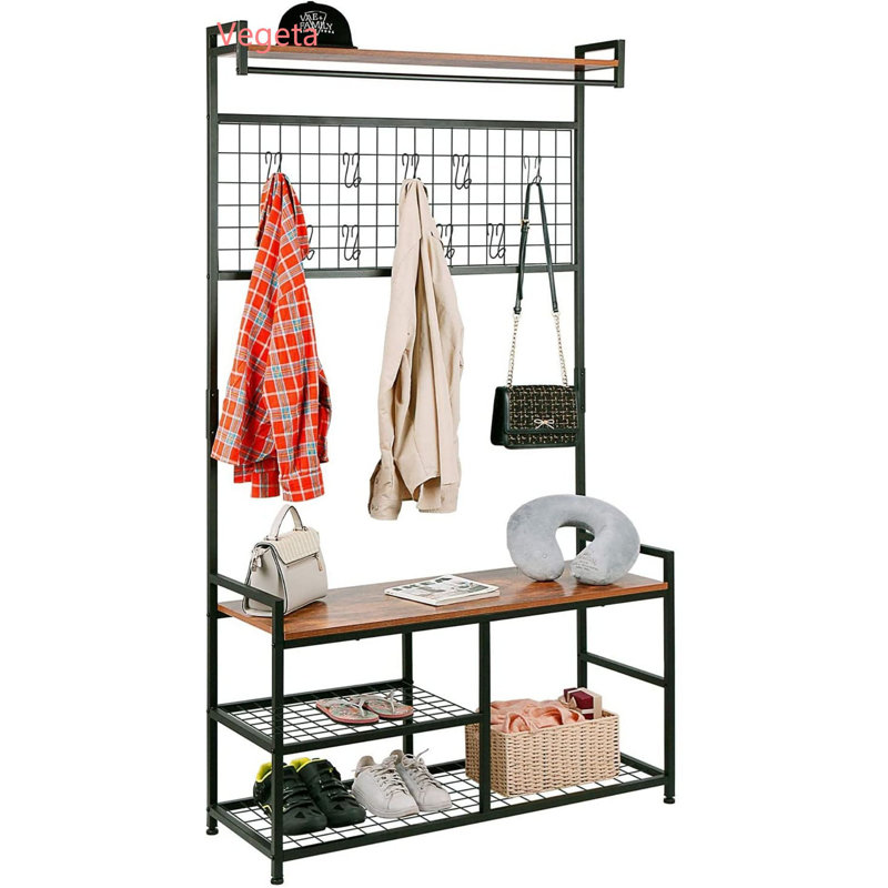 40.94'' Coat Rack, 4-in-1 Hall Tree with Shoe Bench for Entryway