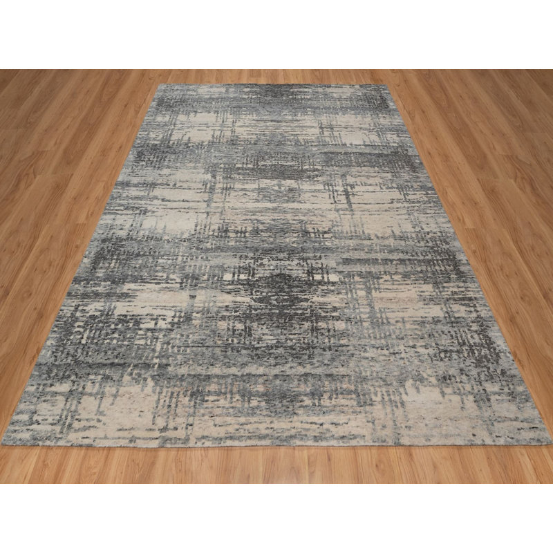 8'0" x 10'1" New Hand Knotted Ivory Wool Rectangle Oriental Rug - MOA10291824