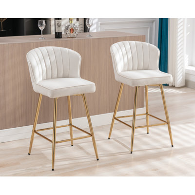 Tabouret de bar rembourré avec repose-pieds Elijah