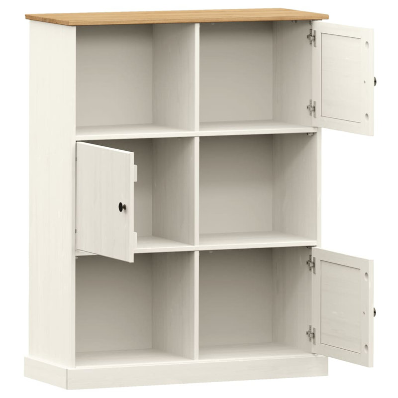 Red Barrel Studio® Bookcase VIGO 35.4"X13.8"X45.1" Solid Wood Pine, White/Brown