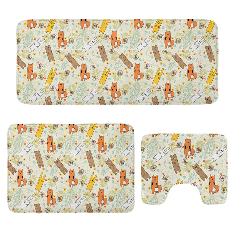  Multicolore ensemble de tapis de salle de bain 3 pièces