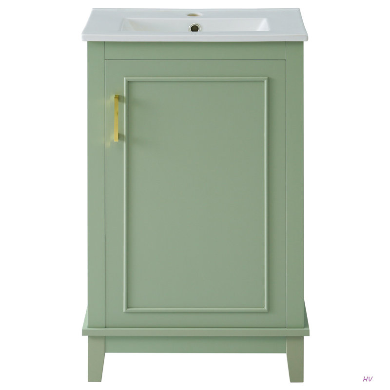 [Viedo] Petite armoire de meuble-lavabo moderne de 20 pouces avec lavabo en céramique - 20 * 14,5 * 33,3 pouces, beaucoup de rangement, 1 porte à fermeture douce