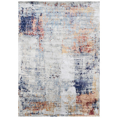 Abstract Area Rug in Blue/Brown/Gray