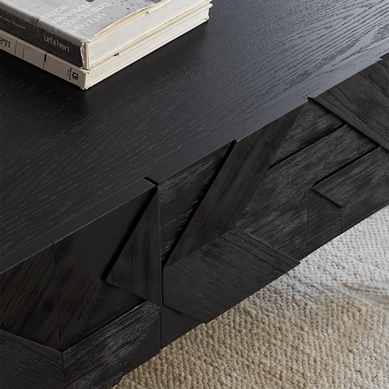 Table basse noire sculptée, H 17,7 po x L 39,4 po x l 23,6 po