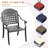 3-Piece Set Of Cast Aluminum Patio Furniture With Blue Cushions