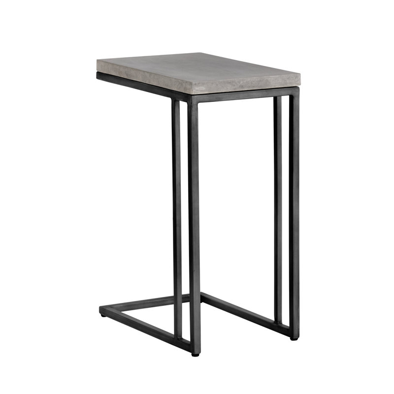 Ivanenko Concrete Top End Table - Grey, Gray/Black