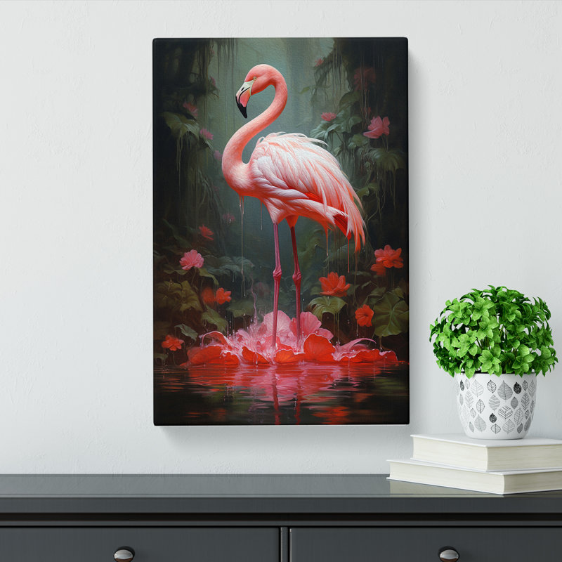 Flamingo Classicism - Wrapped Canvas, 76cm H x 50cm W x 3cm D