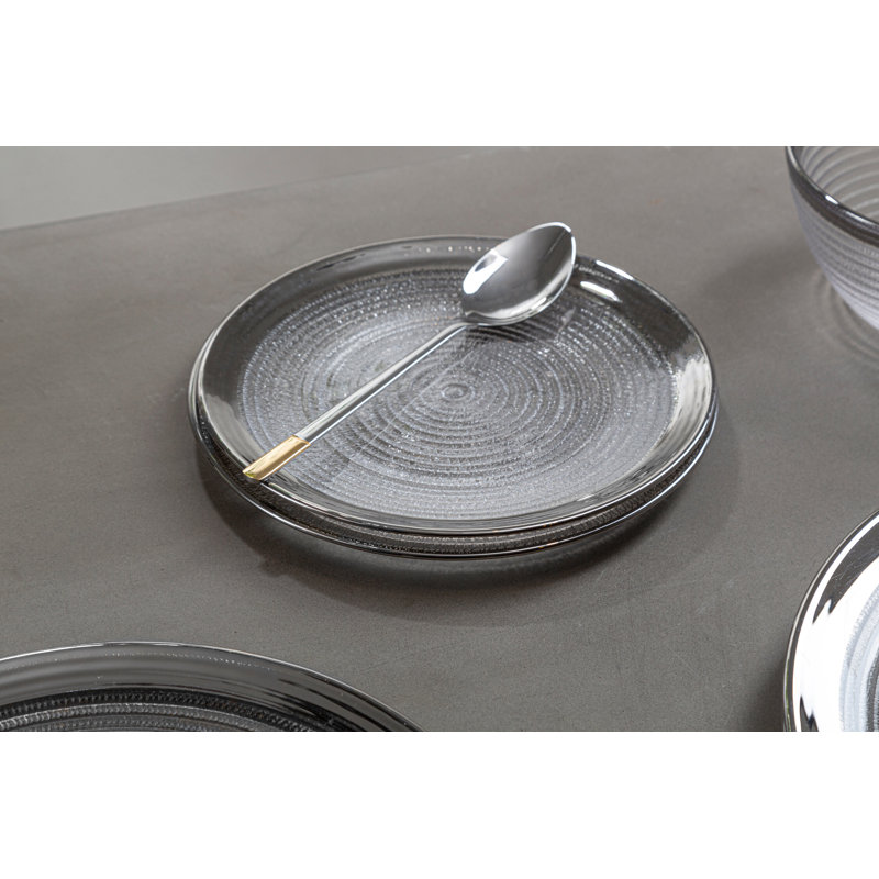 Ida Set of Four 33cm Dia Embossed Charger Plates with Silver Rim
