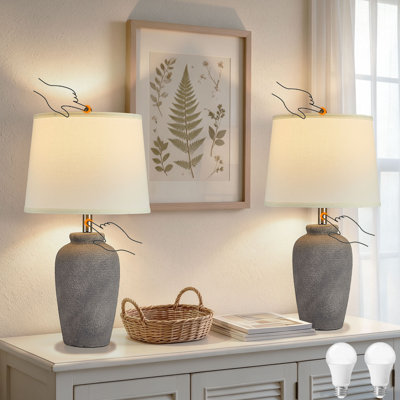 Lampe de table en céramique de 23,8 po avec commande tactile, ensemble de 2