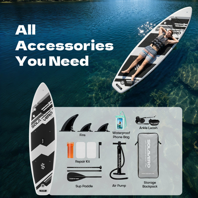 Polyvinyl Chloride (PVC) Surfboard / Paddleboard Pack, Black White