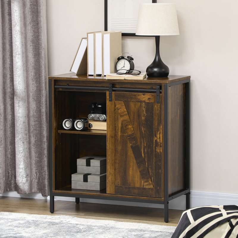 Farmhouse Sideboard,Buffet table,Dining cabinet with Sliding Barn Door and Adjustable Shelf, Rustic Brown