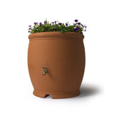 100 Gallon Decorative Plastic Rain Barrel with Planter Top