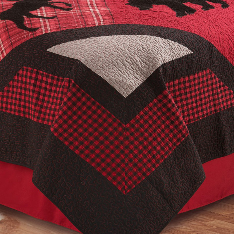 Ensemble de courtepointe réversible en coton Russell, Courtepointe double / grand et 2 taies décorative