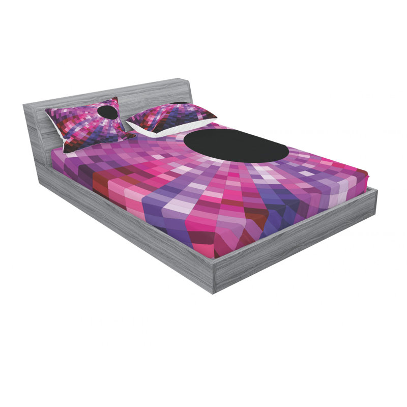 Microfiber Geometric Sheet Set, Queen Sheet Set with Fitted Sheet