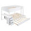 Lit superposé double avec lit gigogne simple, rangement et bureau, blanc-1174351770