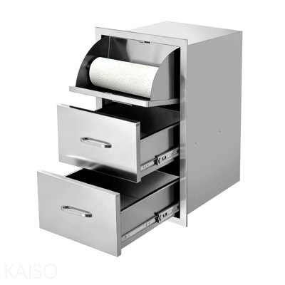 Armoire de cuisine en acier inoxydable avec 3 tiroirs et porte-serviettes en papier, organisateur de rangement sous le comptoir durable de l 17 po x H 30 po x P 21 po
