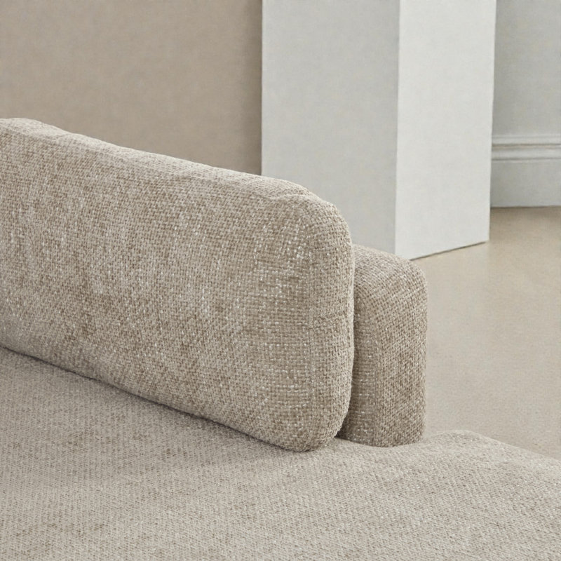 Chaise longue rembourrée 59,8 po, Taupe, Right Hand Facing