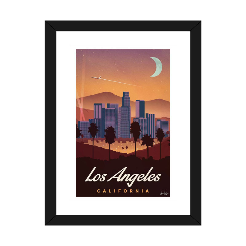 Los Angeles par IdeaStorm Studios - impression encadrée, H 32 po x l 24 po x P 1 po, Papier encadré noir