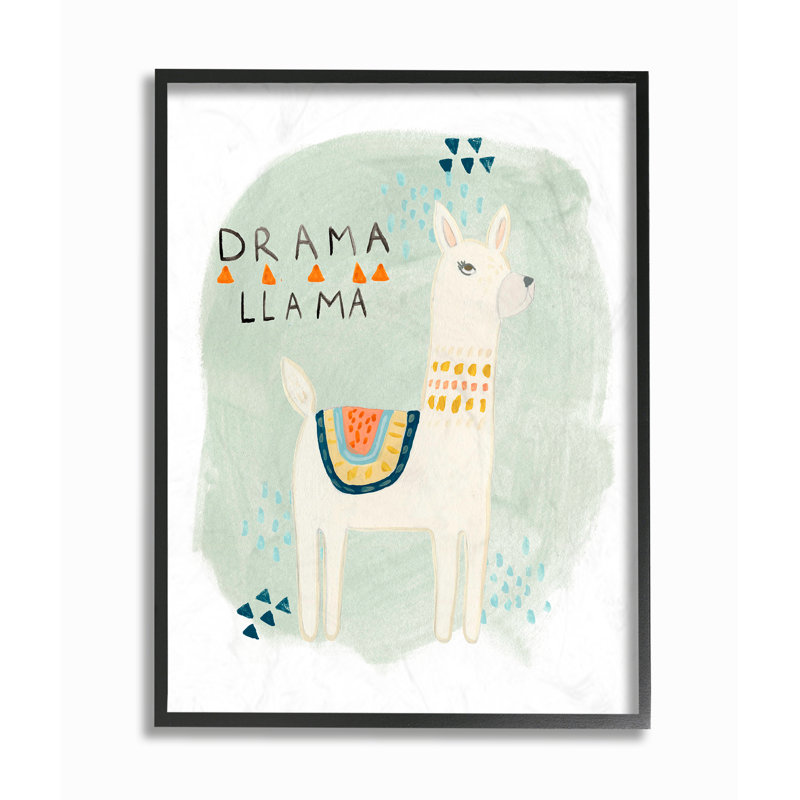 Art texturé estampe numérique encadré llama, H 20 po x l 16 po x P 1,5 po, Giclée encadrée noir minuit
