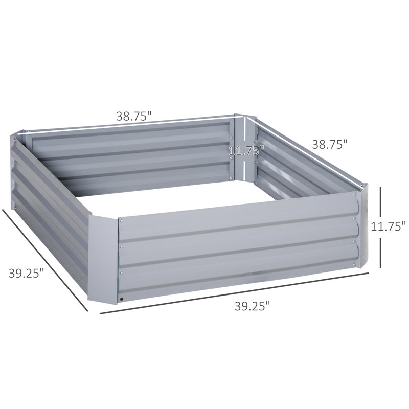 Gray Galvanized Steel Raised Garden Bed Planter Set