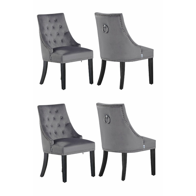 Scott Upholstered Dining Chair, Dark Grey, 4