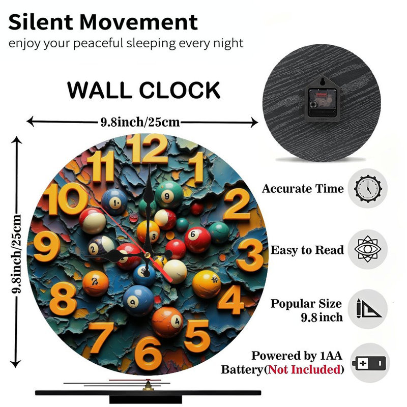 Horloge murale colorée avec motif de boules