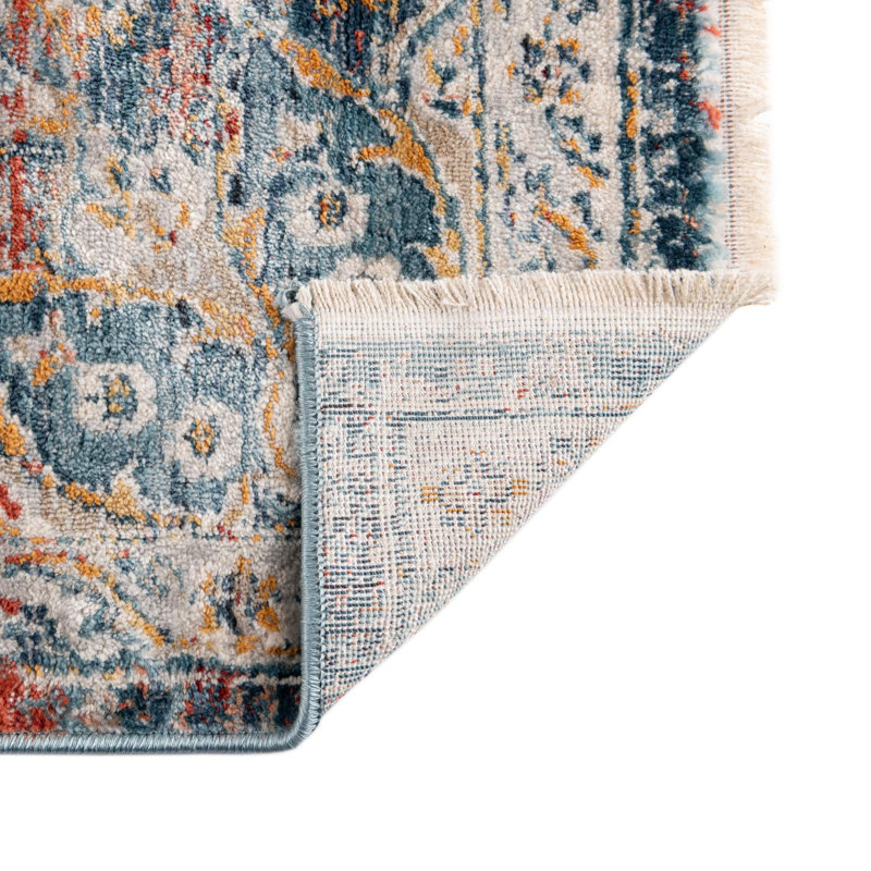 Tapis oriental bleu / crème / rouge Alize, Carré 10 pi 2 po