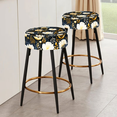 Artistic Essence Floral Pattern XVI - Floral Bar Stools Set Of 2