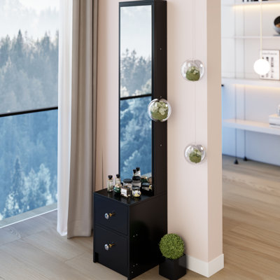 Extra Large Full Body Mirror Cabinet, 11.8" X 15.7" 63", Black , Multi Layer Storage, Unique Design For Indoor Space Beautification 63" Cabinet With High Capacity American Design, Black, Beautify