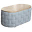 Table basse bleu sarcelle avec base à tricoter, plateau de table de 15 mm d'épaisseur pour toutes les situations, forme ronde facile à entretenir, chenille douce, texture d'aspect bois naturel, utilisations multiples, conversation, tissu chenille, flair
