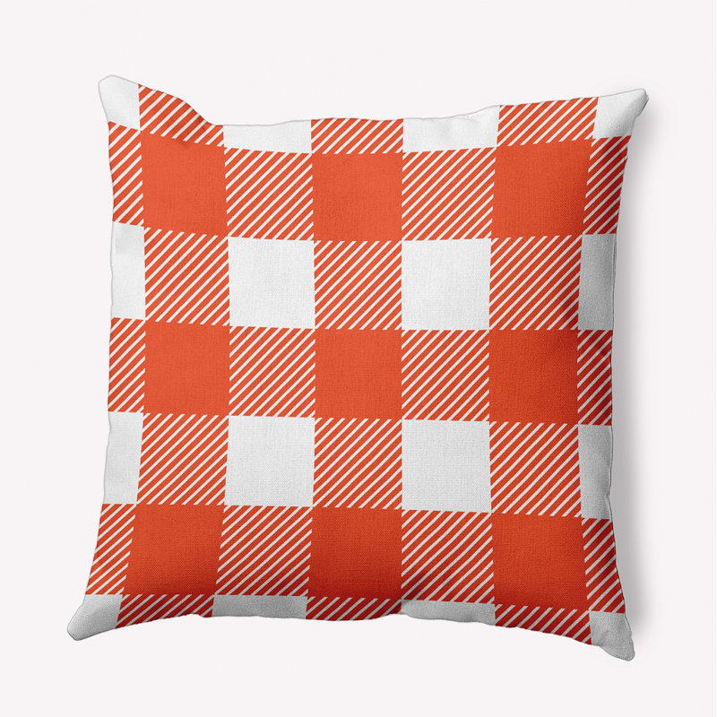 Plaid Reversible Throw Pillow, 26" x 26", Harvest Orange/White